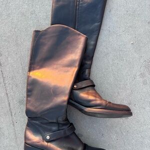 Via Spiga Black Leather Tall Riding Boots Size 7.5M